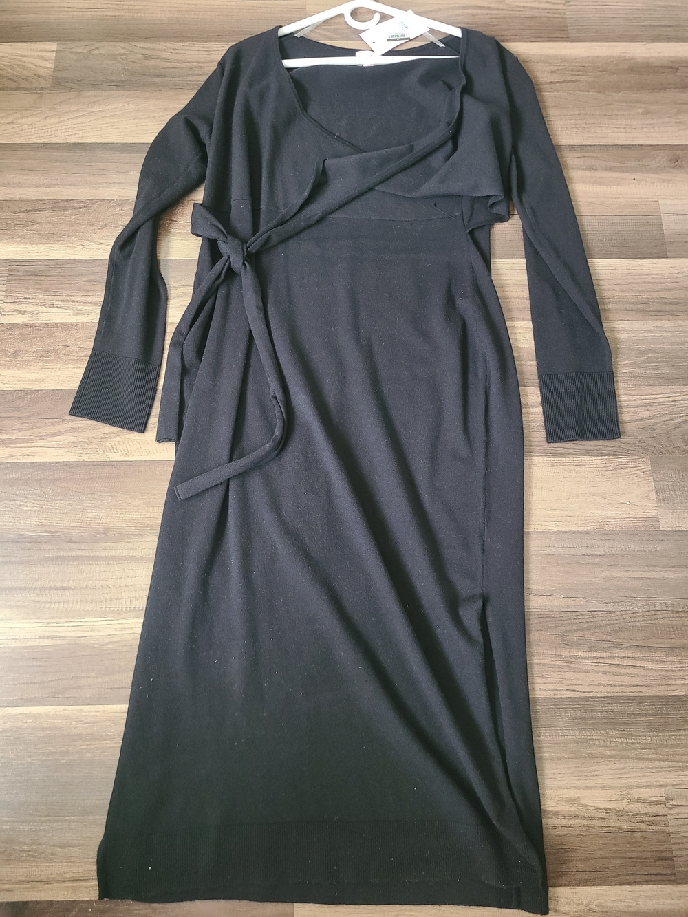 Black Wrap-Style Long Sleeve Dress Nwt Maternity